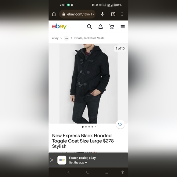 Express Hooded ''Toggle Coat'' - Picture 10 of 10